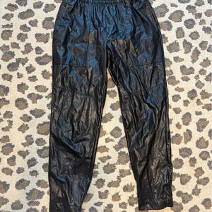 Black Faux Leather Joggers
